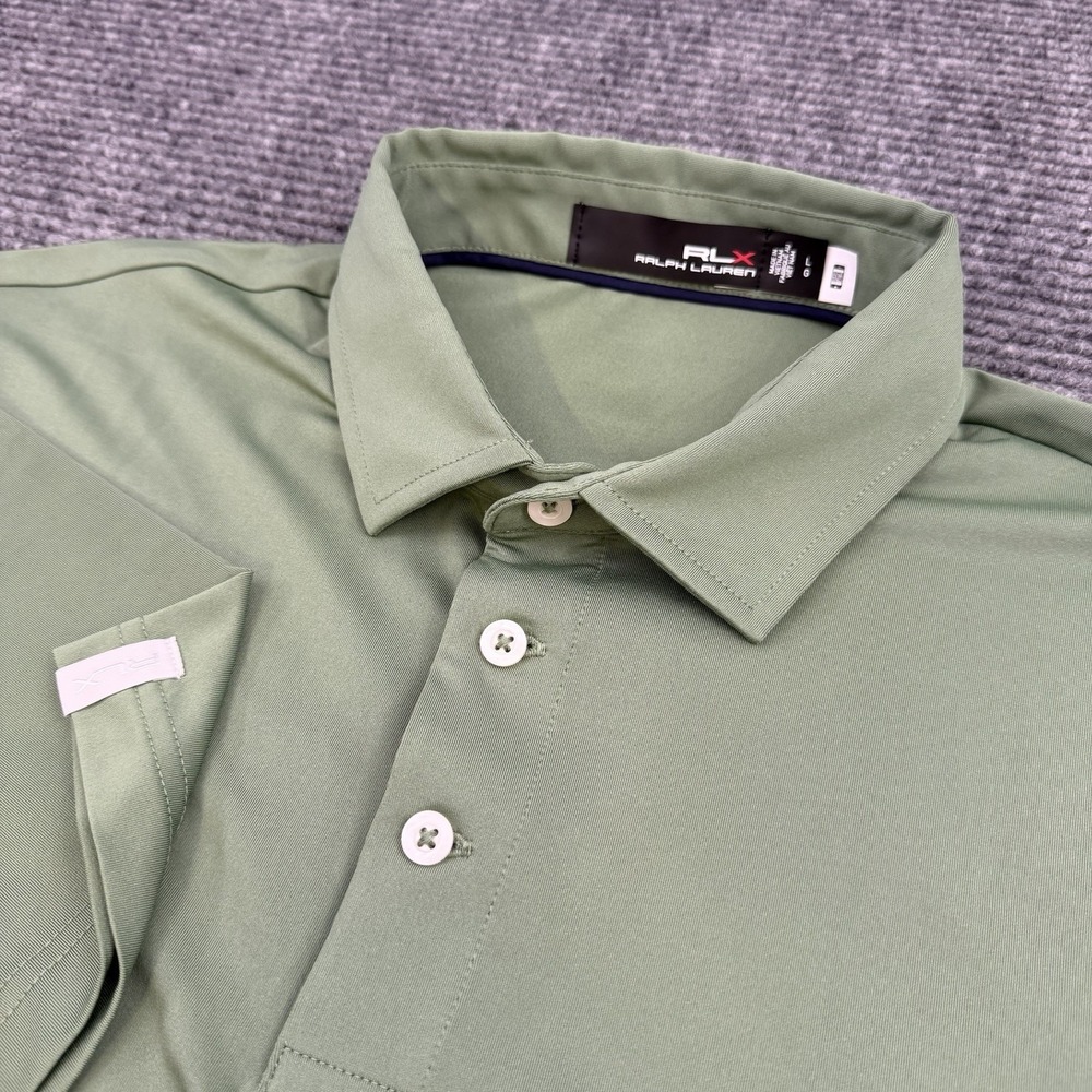 RLX Ralph Lauren Performance Polo Shirt Mens Size Large Green Short Sleeve Logo